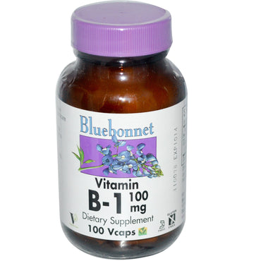 Bluebonnet Nutrition, 비타민 B-1, 100 mg, 100 식물성 캡슐