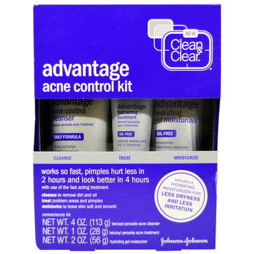 Kit de controle de acne limpo e claro, vantagem, kit de 3 peças