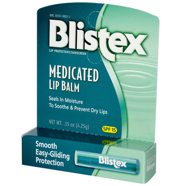 Blistex, Bálsamo labial medicado, protector labial/protector solar, SPF 15, 4,25 g (0,15 oz)