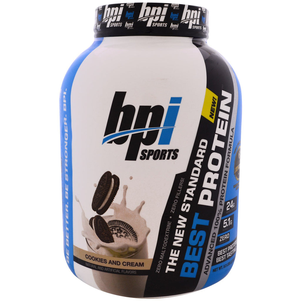 BPI Sports, Best Protein, Advanced 100% Protein Formula, Cookies and Cream, 5,2 lbs (2363 g)