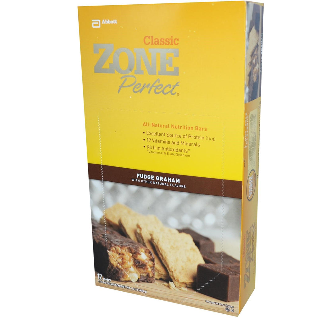 Barras nutricionais totalmente naturais ZonePerfect Classic Fudge Graham 12 barras 50 g (1,76 onças) cada