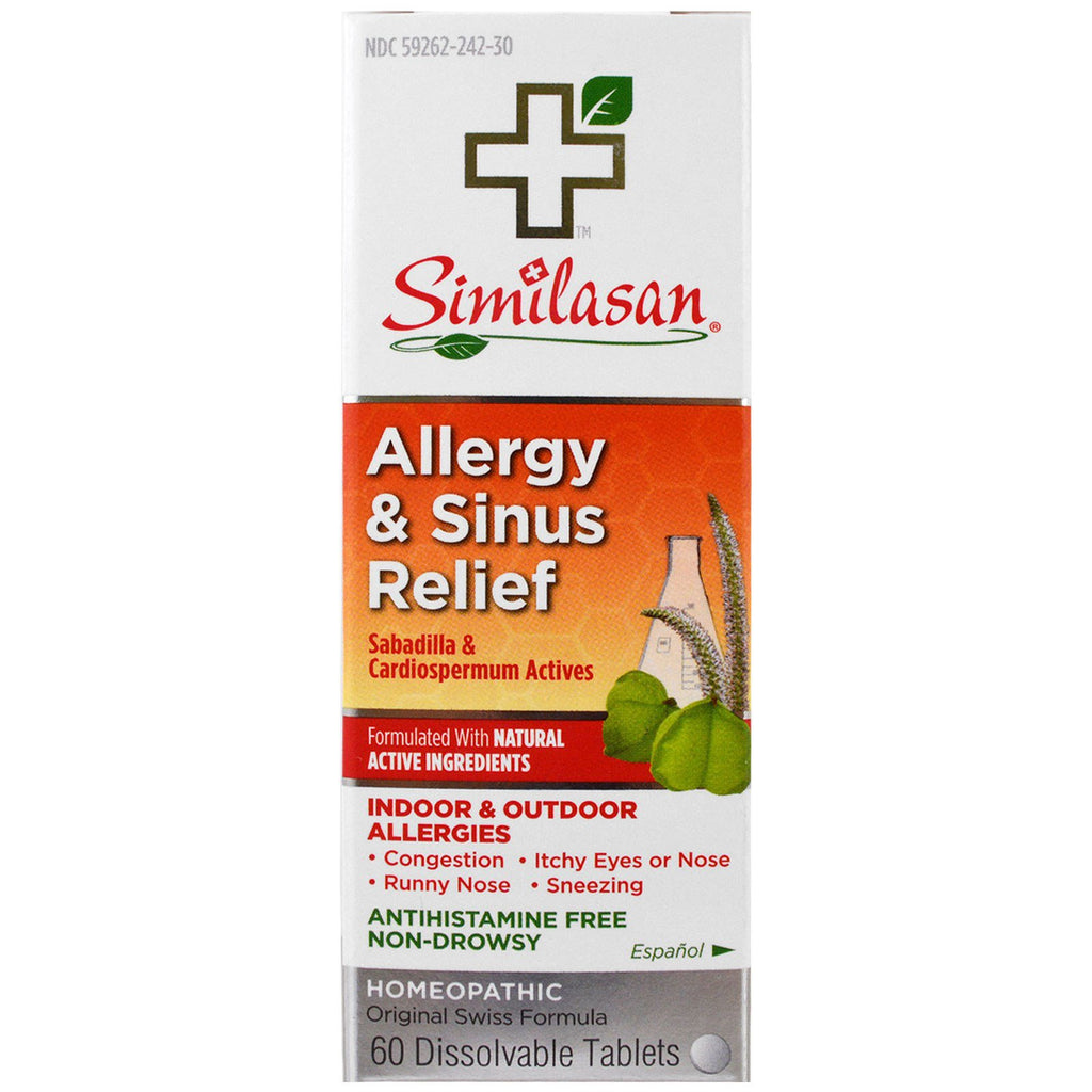 Similasan, alivio de alergias y senos nasales, activos de sabadilla y cardiospermum, 60 tabletas solubles