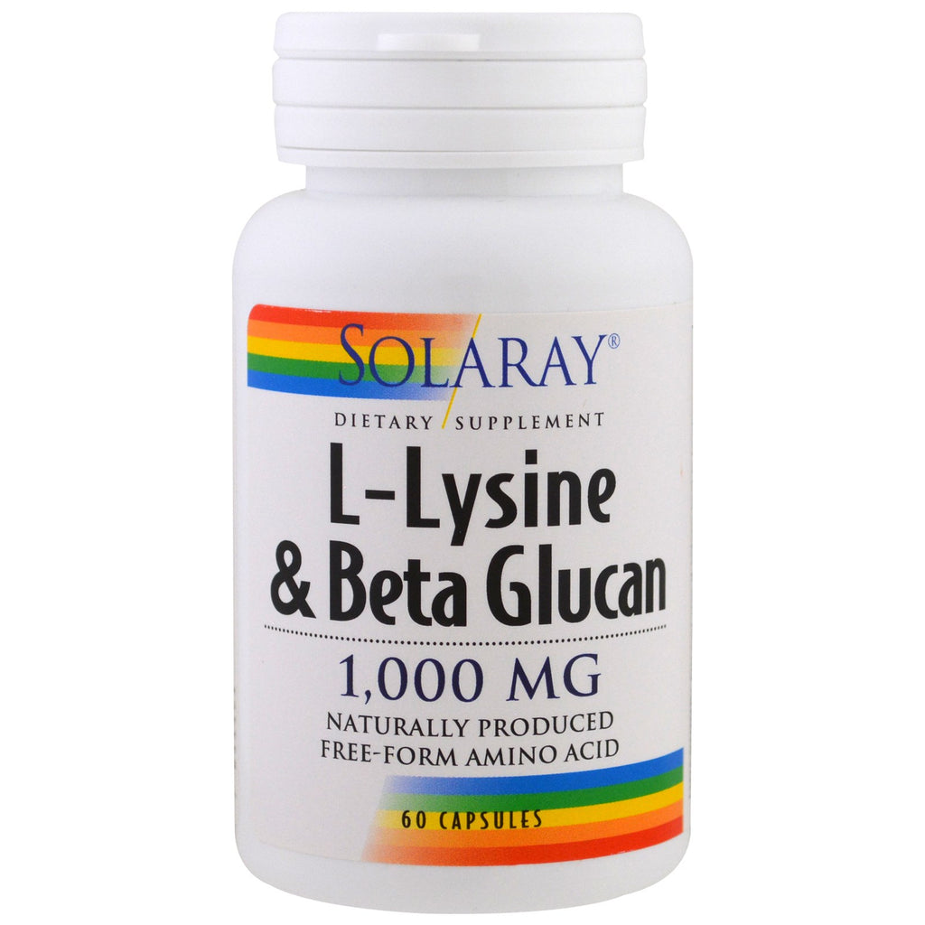 Solaray, L-Lysine & Beta Glucan, 1.000 mg, 60 kapsler