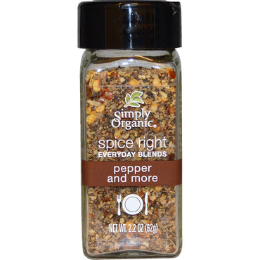 Simply, Mieszanki Spice Right Everyday, Pepper and More, 2,2 uncji (62 g)