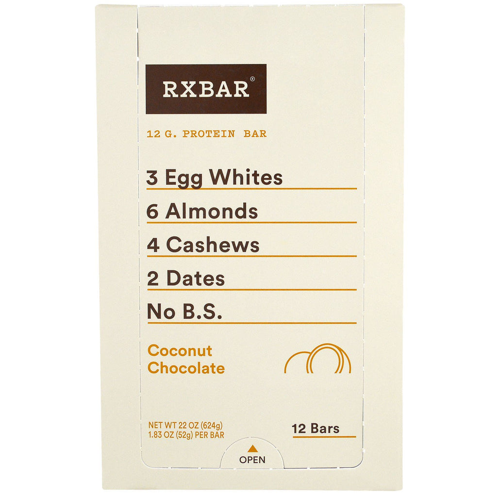 RXBAR, Proteinbarer, Kokoschokolade, 12 Barer, 1,83 oz (52 g) hver