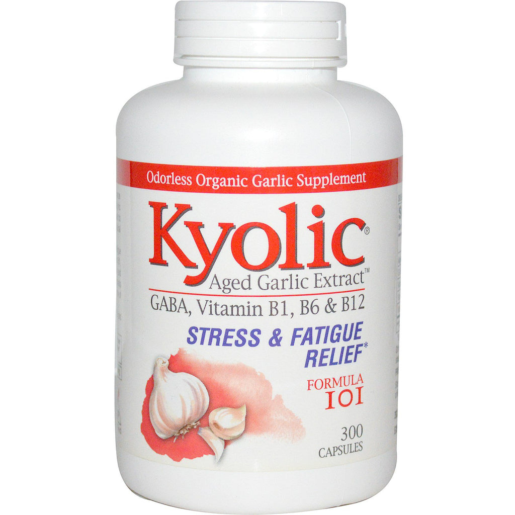 Wakunaga - kyolic, oud knoflookextract, formule voor stress- en vermoeidheidsverlichting 101, 300 capsules