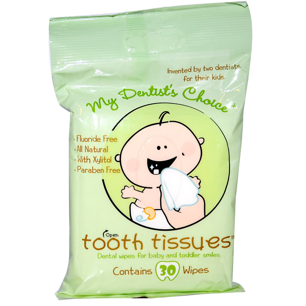 Tooth Tissues, My Dentist's Choice, Toallitas dentales para las sonrisas de bebés y niños pequeños, 30 toallitas