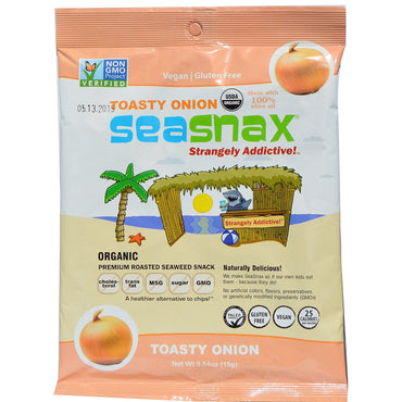 SeaSnax, プレミアム焼き海藻スナック、トーストオニオン、0.54 oz (15 g)