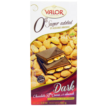 Valor, Chocolat noir, 52 % de cacao aux amandes, 5,3 oz (150 g)