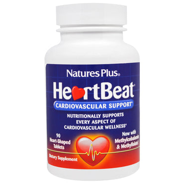 Nature's Plus, HeartBeat, soporte cardiovascular, 90 tabletas en forma de corazón