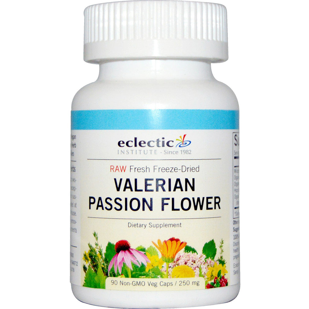 Eclectic Institute, Valeriana Passiflora, 250 mg, 90 Cápsulas Vegetais Não OGM