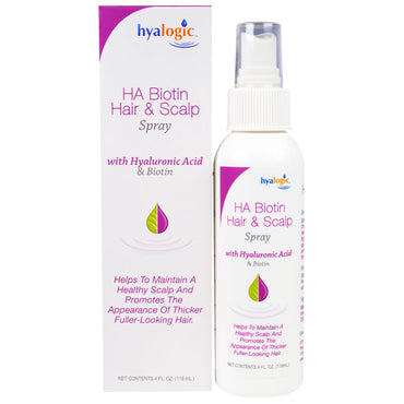 Hyalogic LLC, HA Biotyna spray do włosów i skóry głowy, 4 uncje (118 ml)