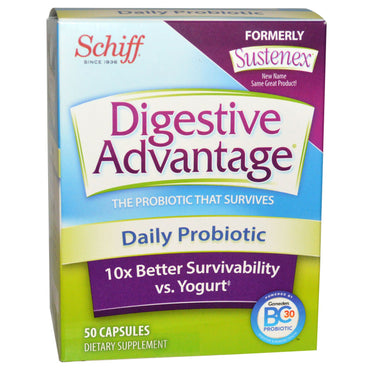 Schiff, fordøyelsesfordel, daglig probiotika, 50 kapsler