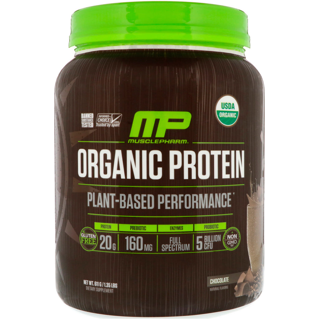 MusclePharm natural, proteine, pe bază de plante, ciocolată, 1,35 lbs (611 g)