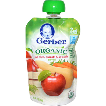 Gerber 2nd Foods Comida para bebés Manzanas, Zanahorias y Calabazas 3,5 oz (99 g)