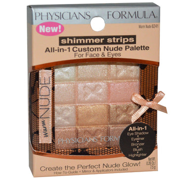 Physician's Formula, Inc., Shimmer Strips, All-in-1 Custom Nude Palette, Warm Nude, 0.26 oz (7.5 g)