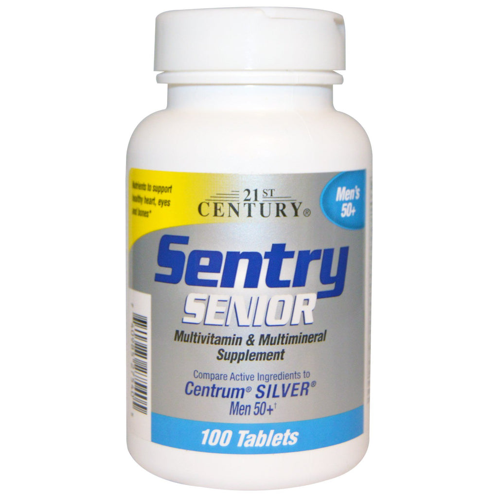 21st Century, Sentry, Senior, menn 50+, multivitamin- og multimineraltilskudd, 100 tabletter