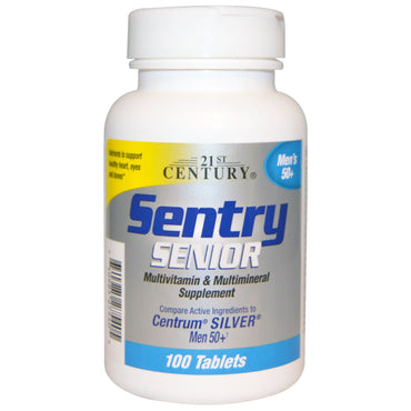 21st Century, Sentry, Senior, hombres mayores de 50 años, suplemento multivitamínico y multimineral, 100 comprimidos