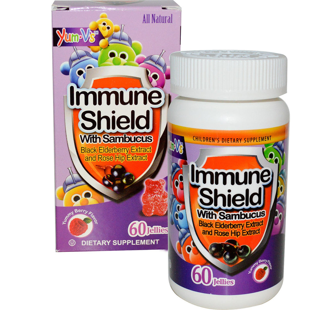 Yum-V's, Immune Shield With Sambucus, Yummy Berry Flavor, 60 Jellies