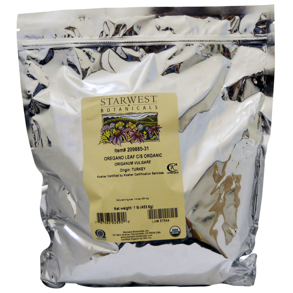 Starwest Botanicals, Feuille d'origan C/S, 1 lb (453,6 g)