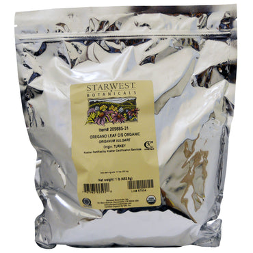 Starwest Botanicals, frunze de oregano C/S, 1 lb (453,6 g)