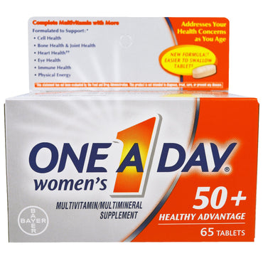 יום אחד, נשים 50+, יתרון בריא, תוסף מולטי ויטמין/מולטימינרלים, 65 טבליות