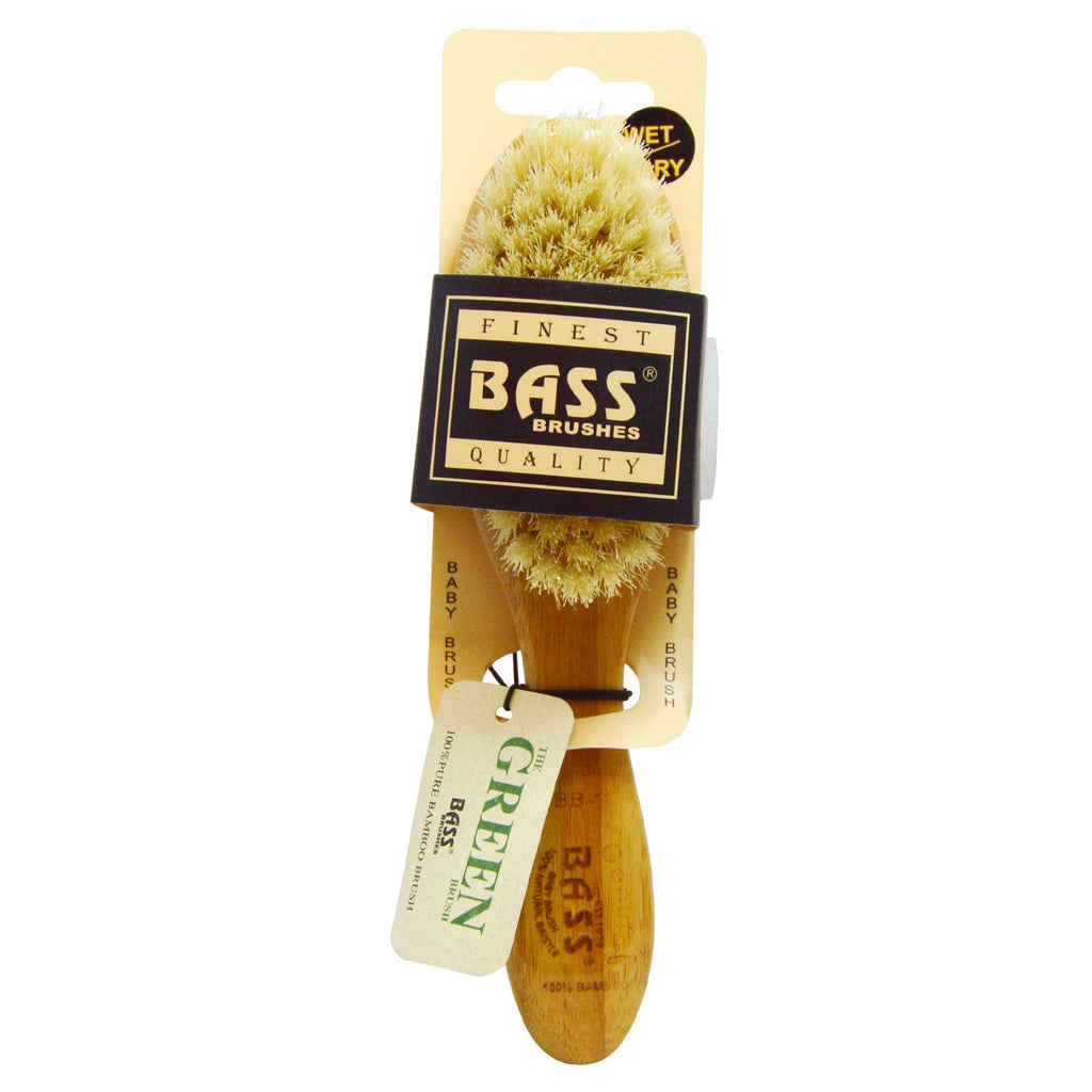 Bass Brushes Brosse pour bébé à poils doux 100 % naturels 100 % bambou avec manche en bois 1 brosse à cheveux