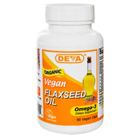 Deva, Vegan, Flaxseed Oil, Omega-3, 90 Vegan Caps