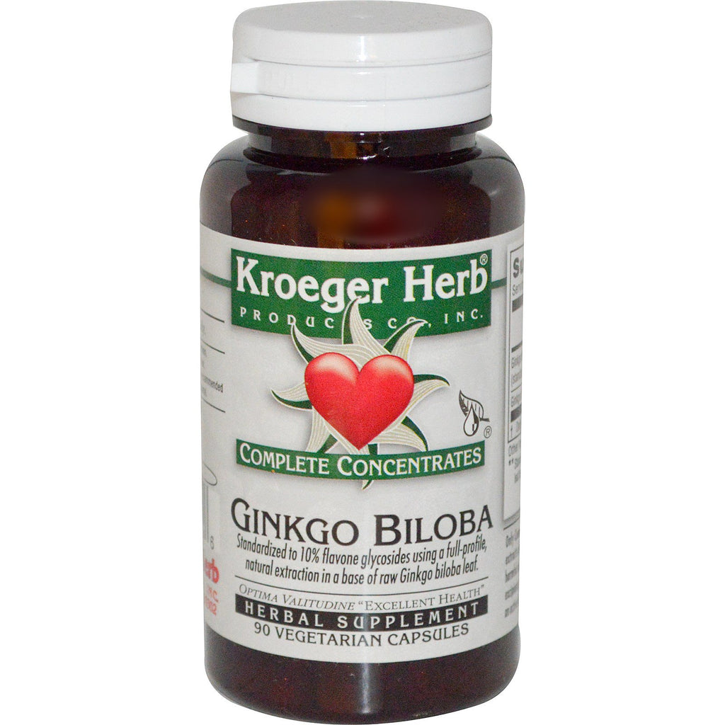 Kroeger herb co, complete concentraten, ginkgo biloba, 90 groentecapsules
