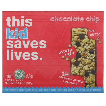 בר זה מציל חיים, LLC, ילד, שוקולד צ'יפס, 5 חפיסות, 5.64 אונקיות (160 גרם)