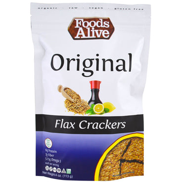Foods Alive, biscuiți cu in, original, 4 oz (113 g)