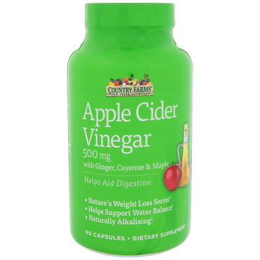 Country Farms, Apple Cider Vinegar, 500 mg, 90 Capsules