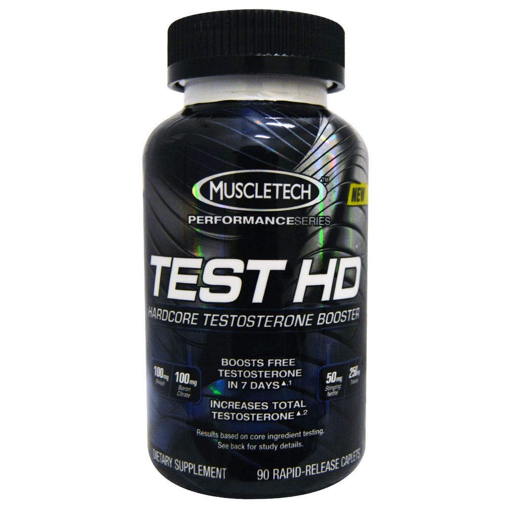 Muscletech, Test HD, potenciador de testosterona intenso, 90 cápsulas de liberación rápida