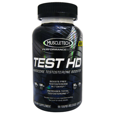 Muscletech, Test HD، معزز قوي لهرمون التستوستيرون، 90 كبسولة سريعة الإصدار