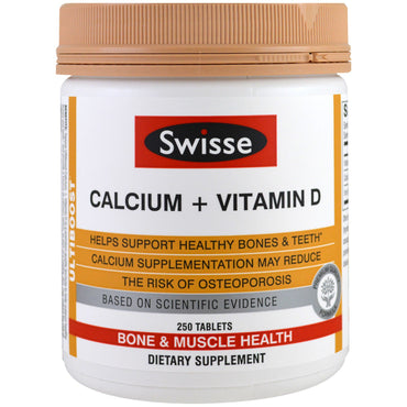 Swiss, calcium + d-vitamin, 250 tabletter
