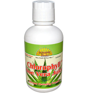 Dynamic Health Laboratories, Chlorophylle avec jus d'Aloe Vera liquide, saveur de menthe verte, 100 mg, 16 fl oz (473 ml)