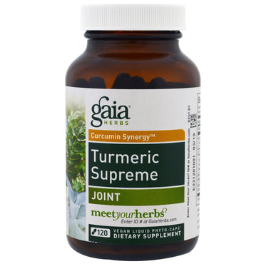 Gaia-urter, gurkemeje supreme, joint, 120 veganske flydende phyto-hætter