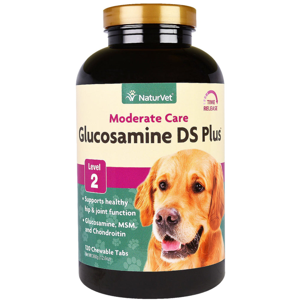 NaturVet, Glucosamina DS Plus, Cuidado moderado, Nivel 2, 120 tabletas masticables, 360 g (12,6 oz)
