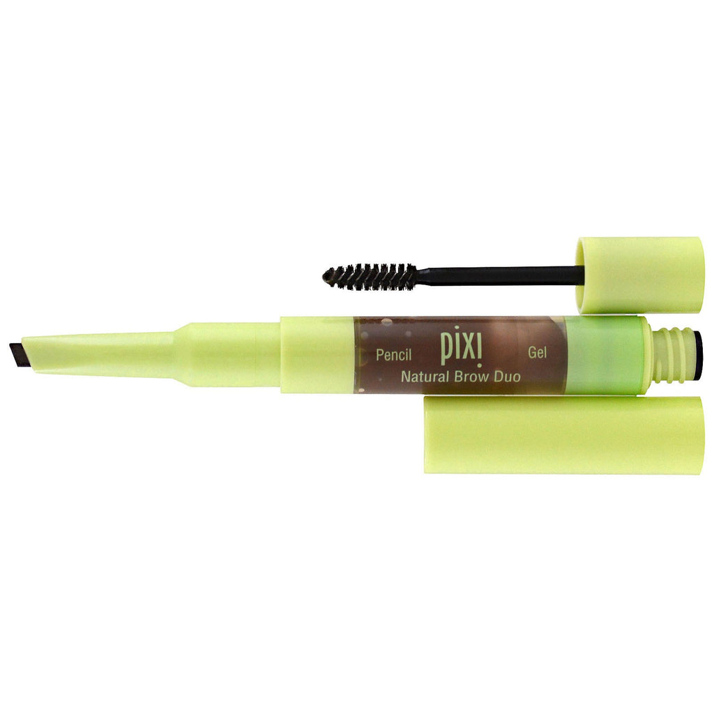 Pixi Beauty, 2-în-1 Natural Brow Duo, Deep Brunette, Creion 0,004 oz (0,12 g), Gel 0,084 fl. oz (2,5 ml)