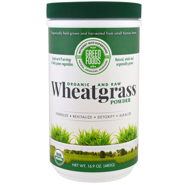 Green Foods Corporation, og Raw Wheatgrass Powder, 16,9 oz (480 g)