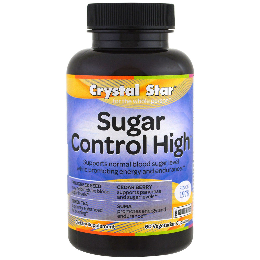 Crystal Star, control alto de azúcar, 60 cápsulas vegetales