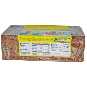 Mestemacher Three Grain Bread with Whole Rye Kernels 17.6 oz (500 g)