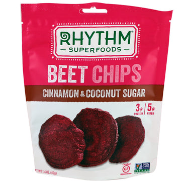 Rhythm Superfoods, chips de remolacha, canela y azúcar de coco, 40 g (1,4 oz)