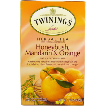 Twinings, Tisane, Honeybush, Mandarine et Orange, Sans caféine, 20 sachets de thé individuels, 1,41 oz (40 g)