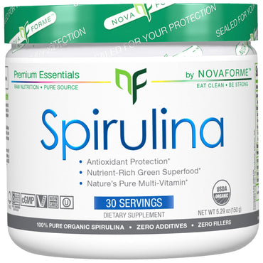 NovaForme, Espirulina, Espirulina pura certificada por el USDA, 5,29 oz (150 g)