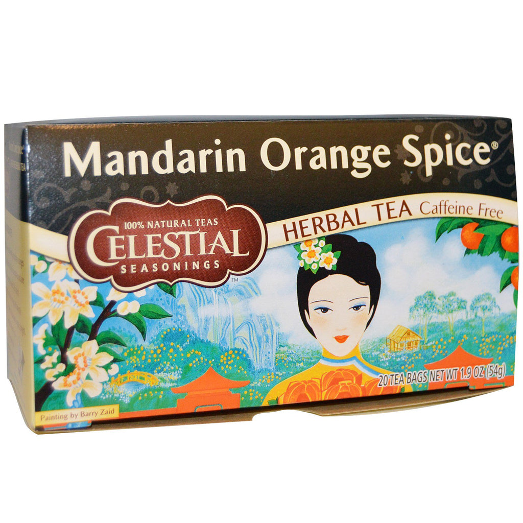 Celestial Seasonings, herbata ziołowa z przyprawami mandarynki, bez kofeiny, 20 torebek herbaty, 1,9 uncji (54 g)