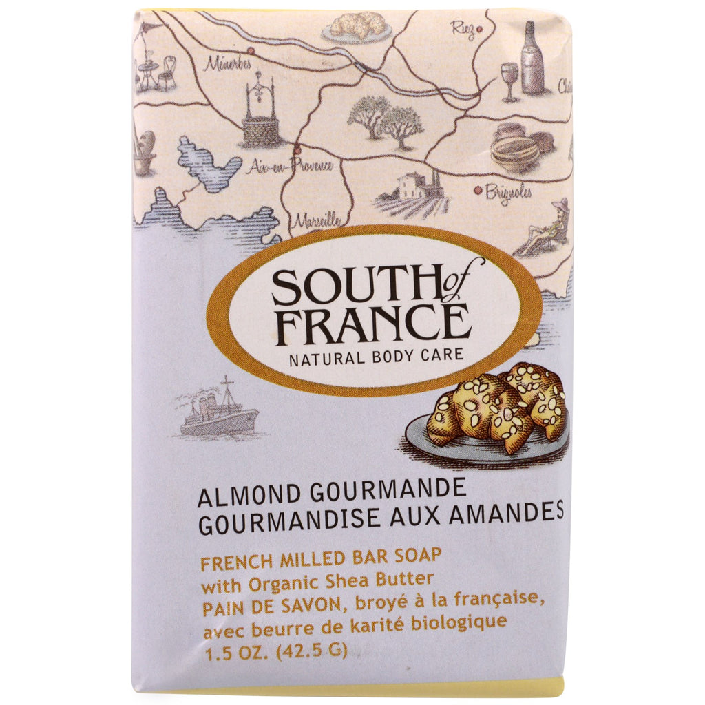 Sud de la France, Pain de savon moulu français au beurre de karité, Amande Gourmande, 1,5 oz (42,5 g)