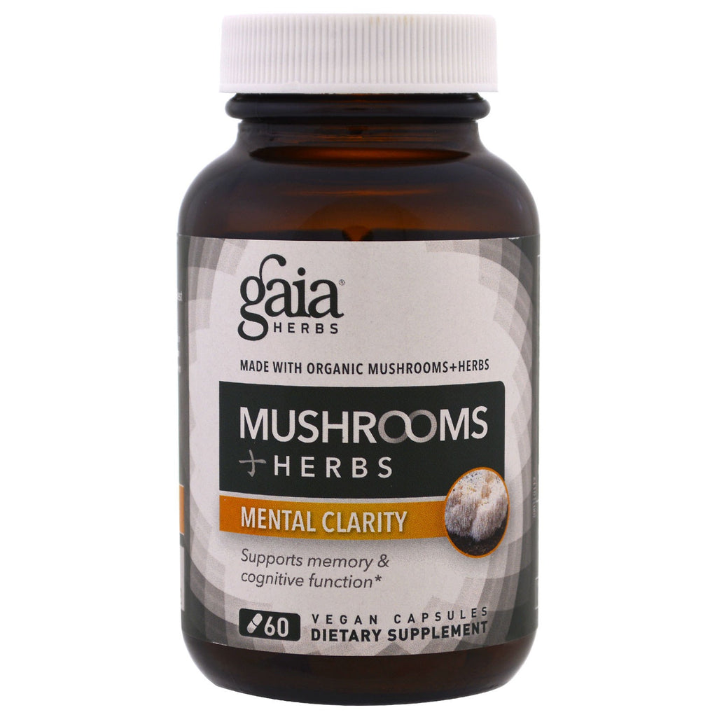 Gaia Herbs, Mushroom + Herbs, Mental Clarity, 60 Vegan Capsules