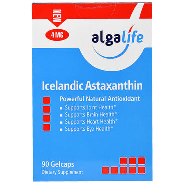 Algalife, astaxantina islandesa, 4 mg, 90 cápsulas de gel