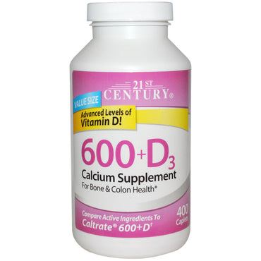 21st Century, 600+D3, Calcium Supplement, 400 Caplets